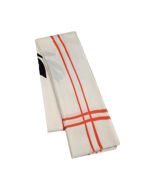 Heritagemoda Pink Hand-Painted Wool-Silk Scarf – Ivory With Burnt & Floral Accents