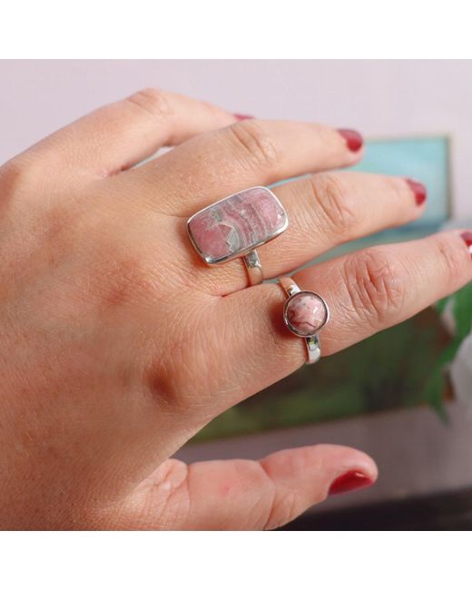 FV Jewellery Pink La Stèle Rhodochrosite & Rectangle Ring