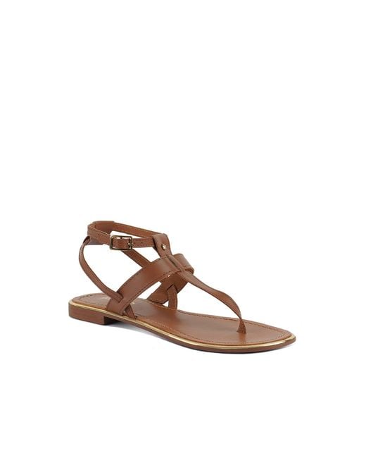 Rag & Co Brown Irene Tan Flat Thong Sandals By Rag & Co