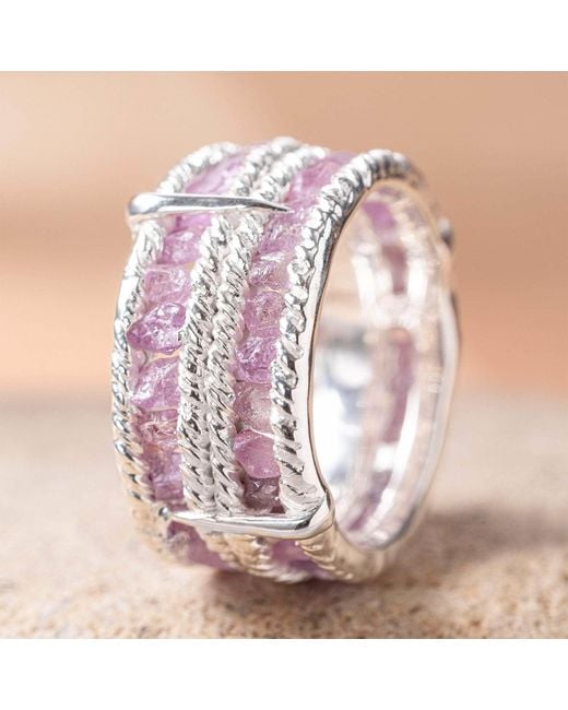German Kabirski Purple Tartine Raw Sapphire Wide Band Ring