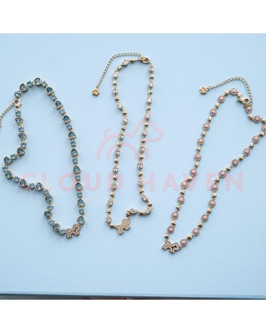 Cloud Haven Metallic Crystal Logo Necklace