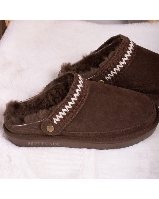 Pretty You London Red Hallie Sheepskin Multiway Slippers
