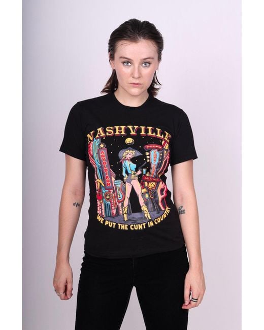 Any Old Iron Black Cuntry Color Cotton T-Shirt