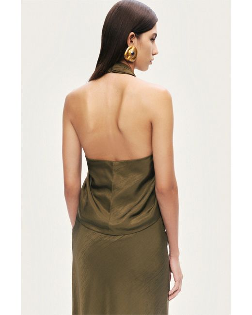 Nocturne Green Neutrals Khaki Flared Midi Skirt