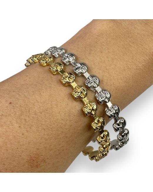 Jagged Halo Jewelry Metallic Eternity Skull Bangle