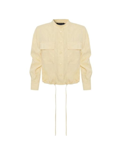 Exquise Natural Regular Fit Drawstring Bomber Jacket
