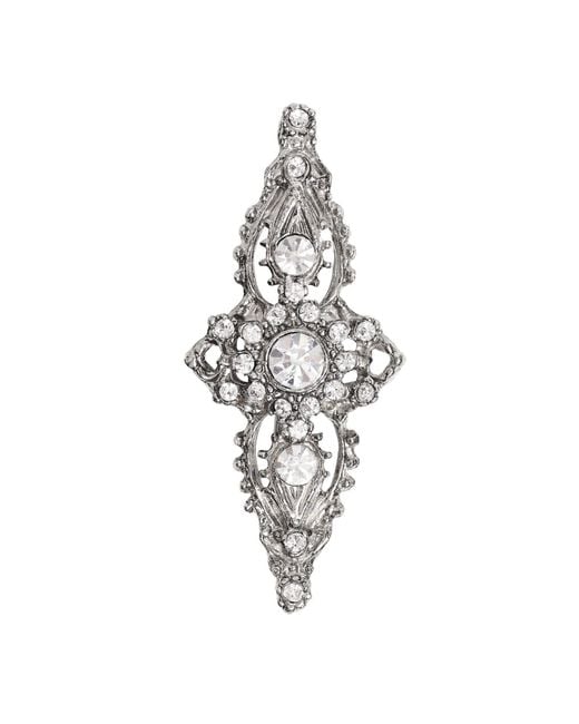 Caramel Vintage Jewellery Metallic Plated Crystal Cross Brooch