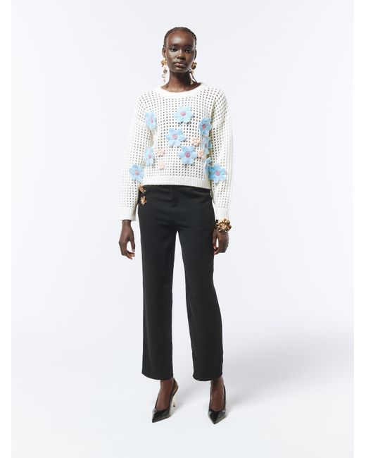 Sour Figs White Daisy Detail Knit Jumper