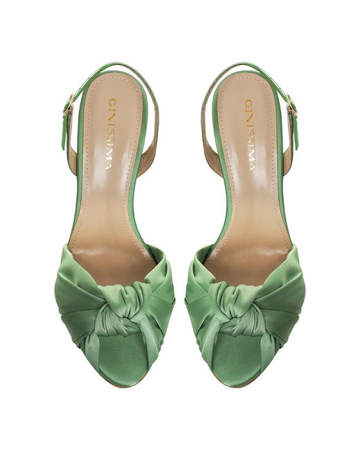 Ginissima Green Sofia Satin Sandals, Sage