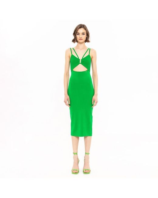 Nissa Green Knitted Midi Dress