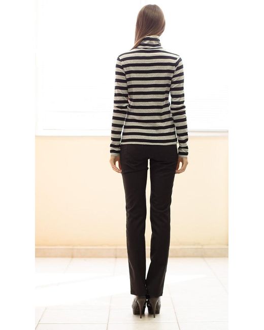 Conquista Black Striped & Polo Neck Jumper