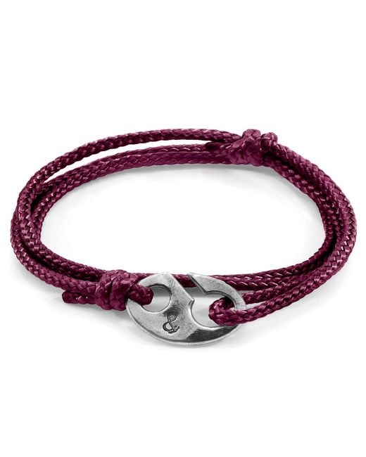Anchor and Crew Purple Aubergine Windsor & Rope Bracelet for men