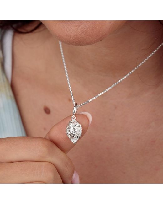 Lily Charmed Metallic Sterling Lion Head Zodiac Charm Necklace