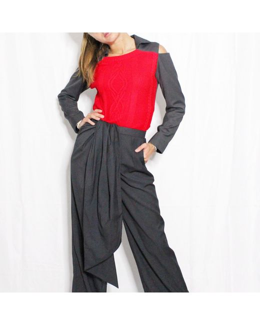 Boutique Kaotique Red Knitted Cutout Long Sleeve