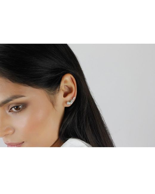 Lee Renee White Rose Diamond & Tourmaline Slider Earring Single Silver