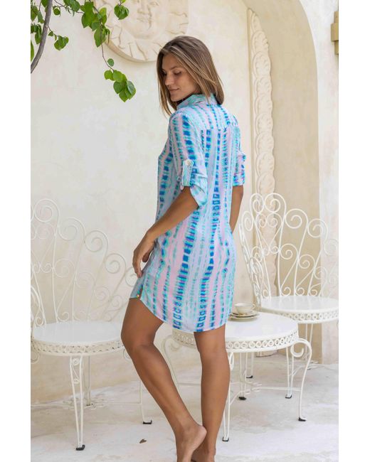 Sophia Alexia Blue Caribbean Rain Beach Shirt
