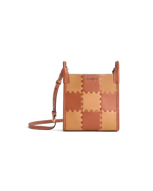 Orange Cube White Small Square Stitch Tote Bag