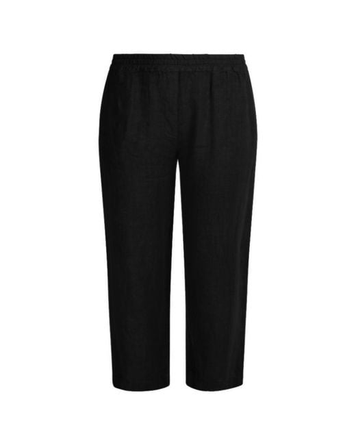 Haris Cotton Black Solid Wide Leg Linen Pants With Slant Pocket