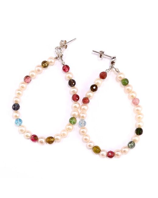 Mineralgems•Studio Pink Tourmaline And Pearl Hoop Earrings