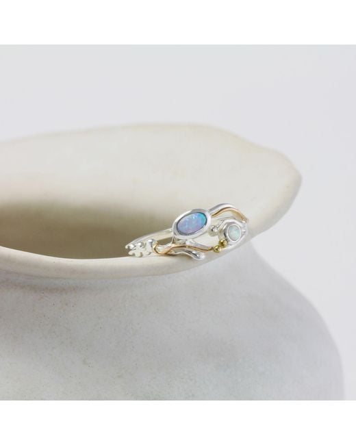 Isla Silver White Sterling Fire Opal Ring