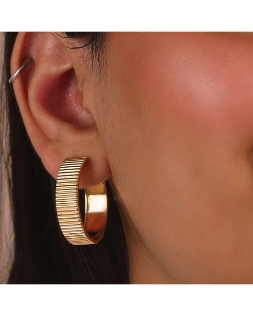 Preeti Sandhu Metallic Ridged Wide Vermeil Hoops