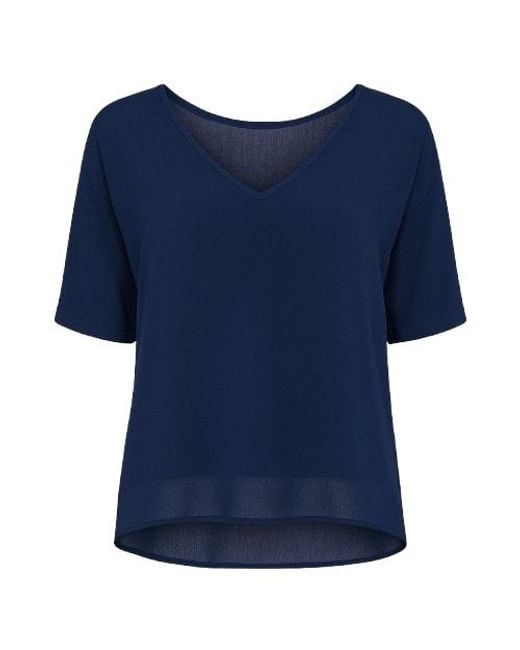 Conquista Blue Short Sleeve Batwing Top