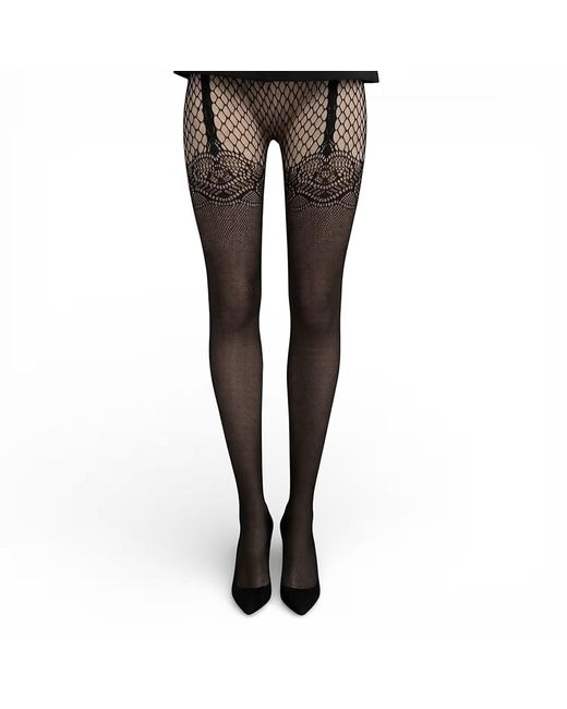HIGH HEEL JUNGLE by KATHRYN EISMAN Black Suspend Reality Mesh Tights