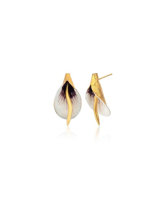 Milou Jewelry Metallic Calla Lily Flower Earrings