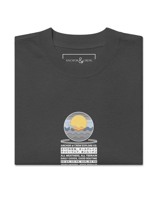 Anchor and Crew Black Faded Ocean Drift Surf Explore Co. Oversized Cotton T-Shirt