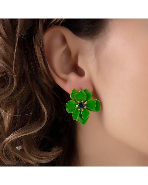 Milou Jewelry Green Violetta Flower Earrings