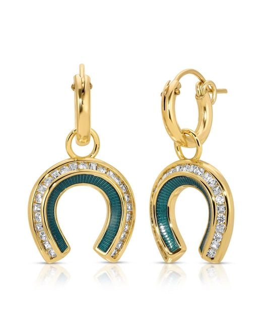 Glamrocks Jewelry Metallic Good Fortune Horseshoe Huggies