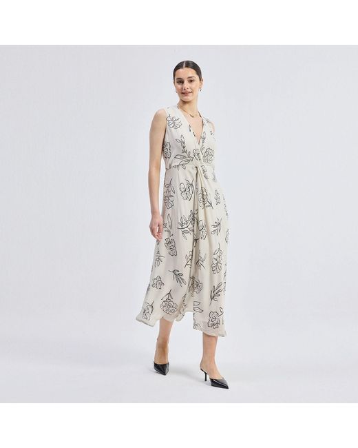 REISTOR Gray Front Twist Maxi Dress