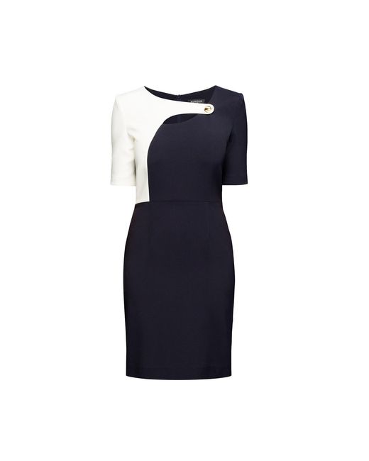Rumour London Blue Francesca Midnight Dress With Keyhole Tab Neckline And Cream Silk Detail