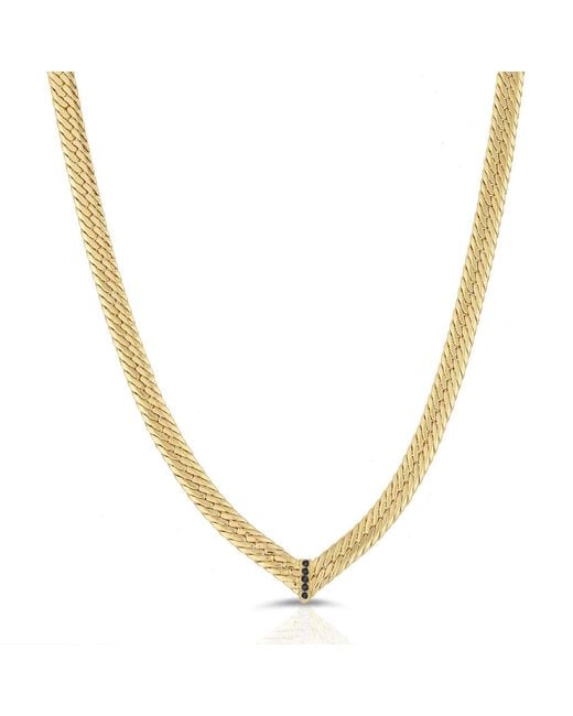 Glamrocks Jewelry Metallic Cz Chevron Herringbone Necklace