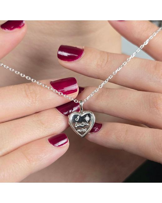 Harfi White I Love You More Heart Charm Sterling Locket Necklace