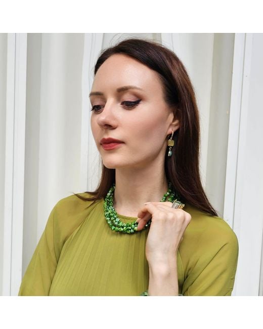 Farra Green Natural Shell Multi-Layers Necklace