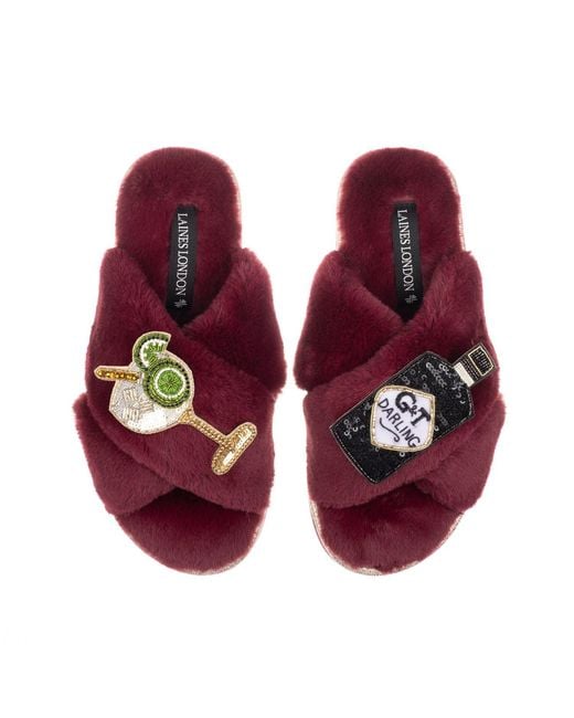 Laines London Purple Classic Laines Slippers With Botanical Gin & Glass Brooches