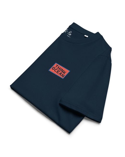 Anchor and Crew Blue Think Ocean Octopus Pixel Art Organic Cotton T-Shirt