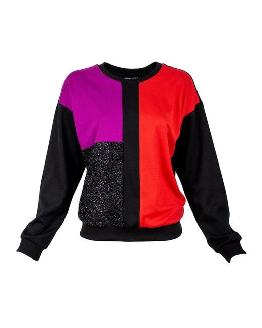 Lalipop Design Red Colorful & Black Patchwork Sweatshirt