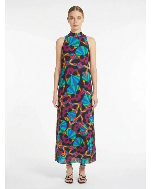 Any Old Iron Blue Skull Halter Dress