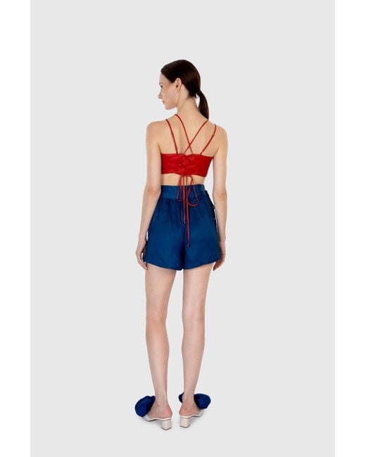 Shinaraa Blue High-Waisted Flowy Shorts
