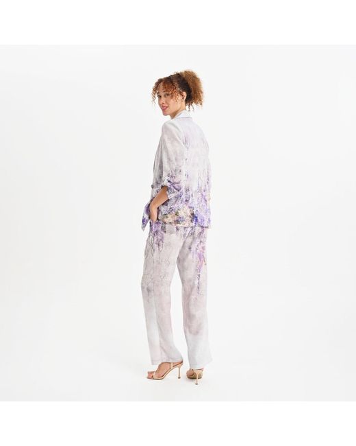 Lalipop Design Gray Abstract Floral Print Wide-Leg Pants