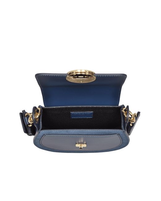 Le Parmentier Blue Yucca Suede & Leather Shoulder Bag