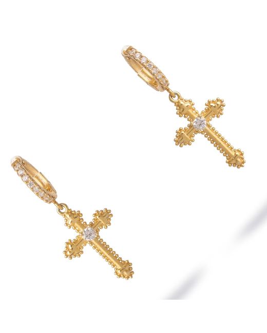 Ebru Jewelry Metallic Divine Spark Cross Vermeil Earrings