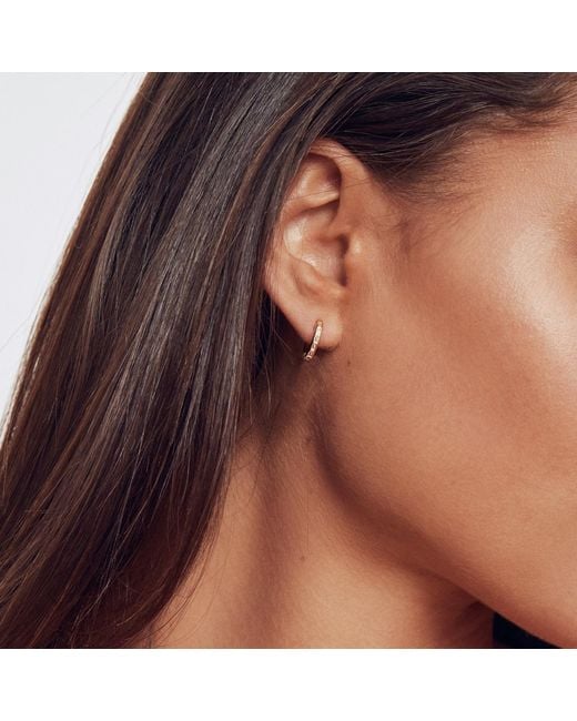Lily & Roo Metallic Diamond Style Baguette Medium Hoop Earrings