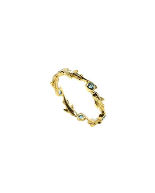 NASI SILVER Metallic Eternity Neshama Fish Band- Topaz