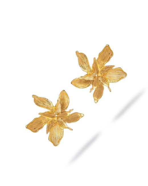 Ebru Jewelry Metallic Floral Majesty Stud Earrings