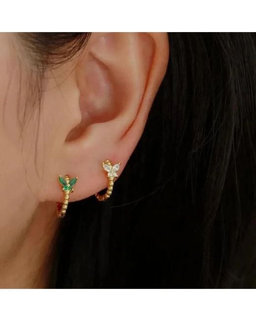 Angel Barocco Metallic Butterfly Gem Hoop Earrings