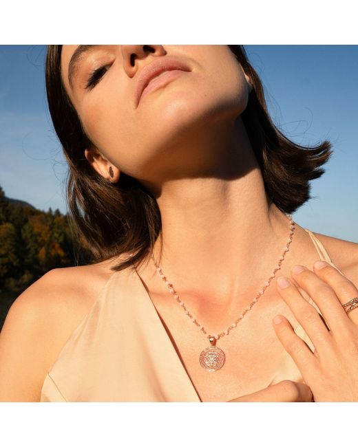 Seven Saints Metallic Sri Yantra Harmonious Energy Necklace, Opal