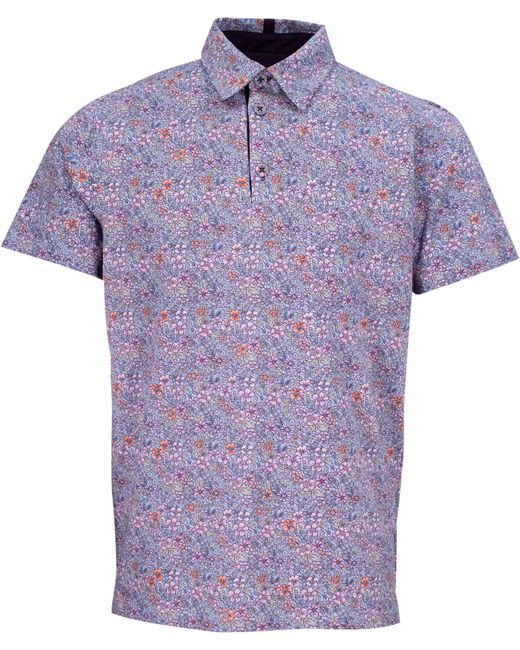 Lords of Harlech Purple Pietro Flower Field Polo Shirt for men
